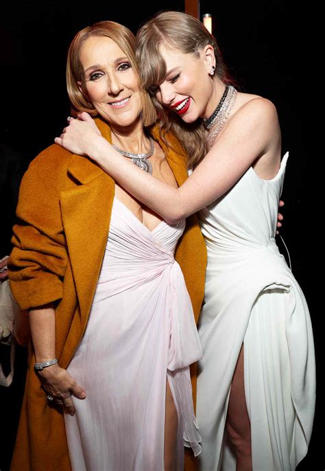 taylor swift snubs celine dion during grammy acceptance speech.|Taylor Swift and Celine Dion.